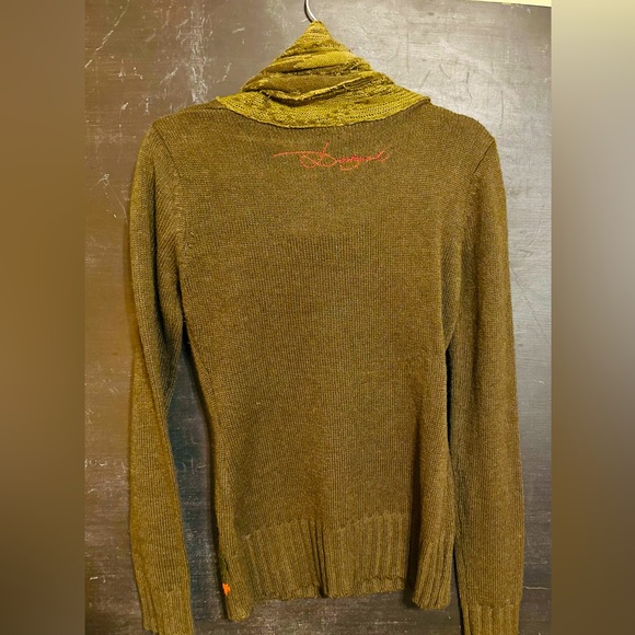 🎁🎄Like New Wool Desigual Olive Green Cowlneck Sweater‼️ - Picture 2 of 3